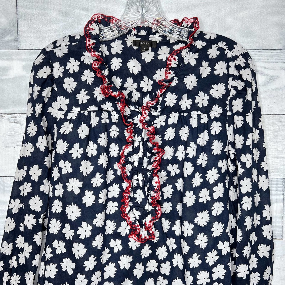 🍉 J. Crew Embroidered Ruffle Blouse - Picture 2 of 7